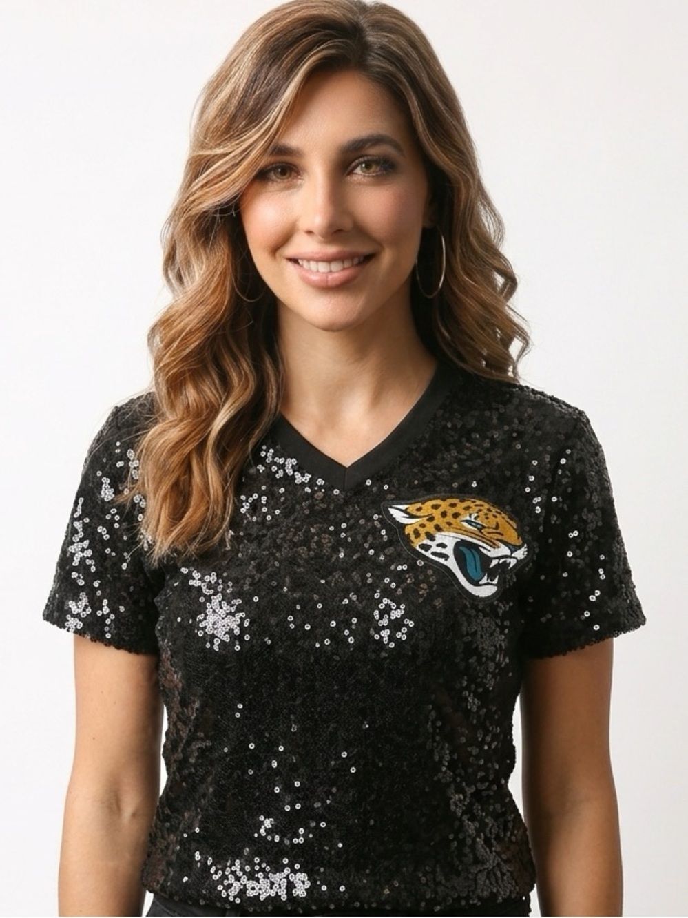 NFL | NEW Jacksonville Jaguars NFL Black Sequin Short Sleeve Top Women’s XS & L